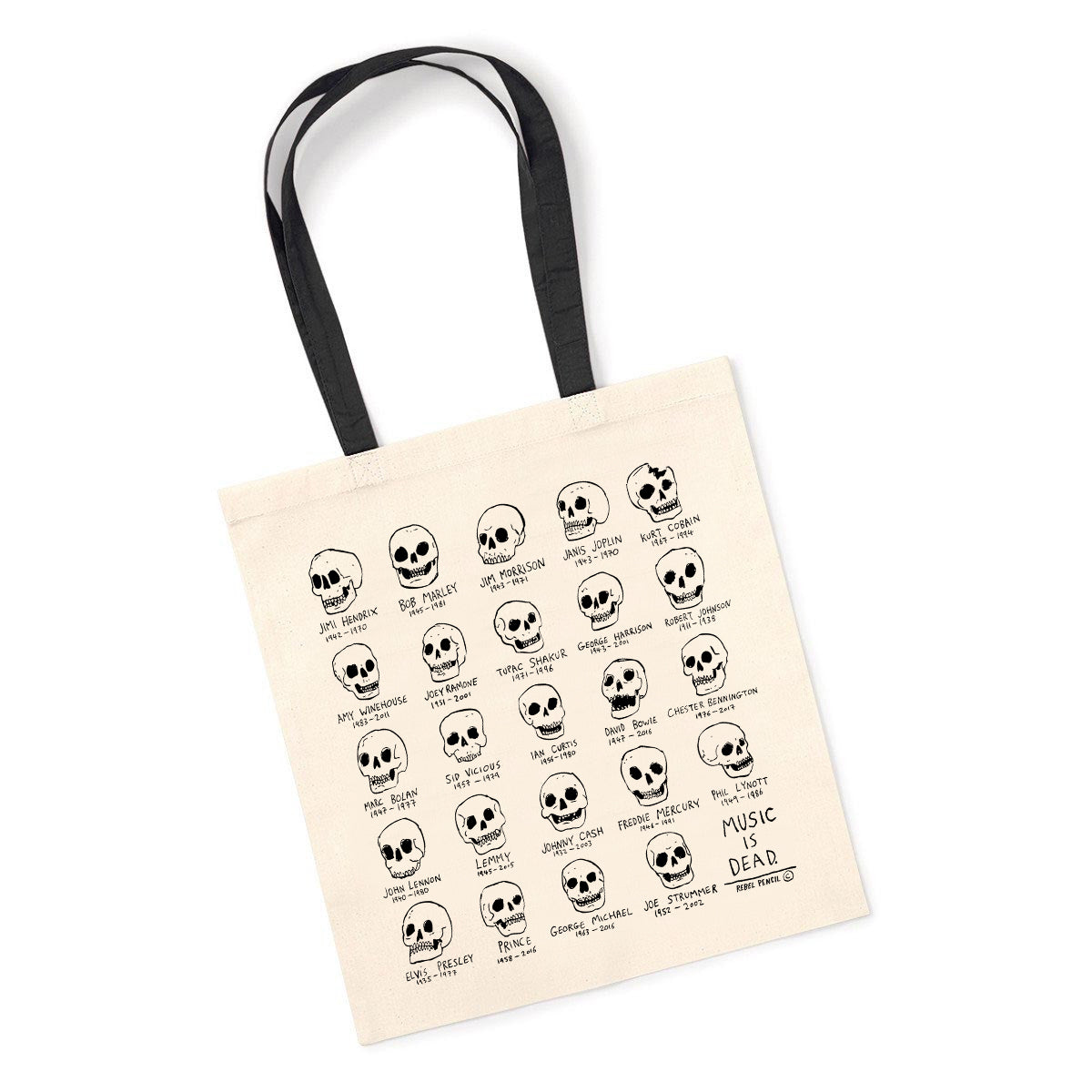 MUSIC IS DEAD TOTE BAG